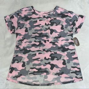 Pink And Gray Camouflaged Top